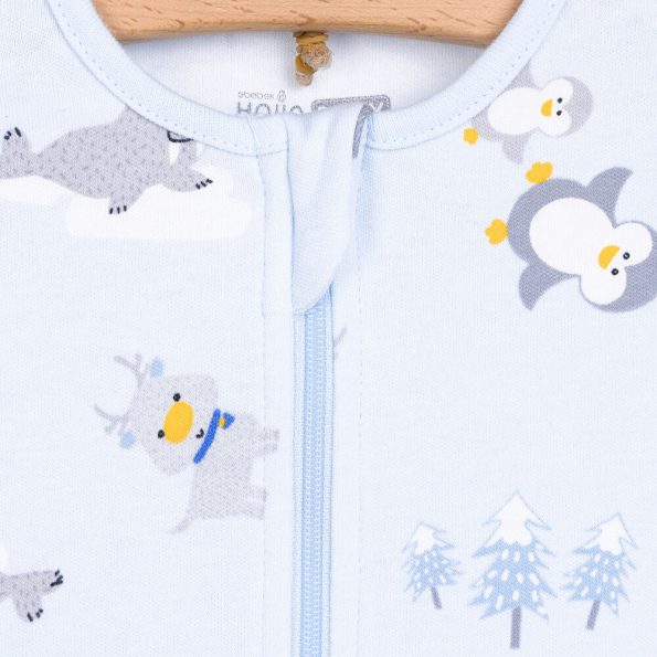 Newborn Baby Boy Footed Romper Interlock Light Blue