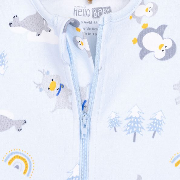 Newborn Baby Boy Footed Romper Interlock Light Blue