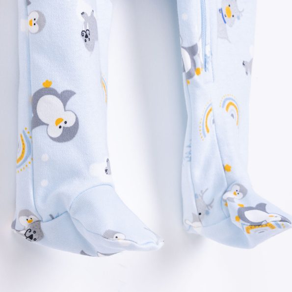 Newborn Baby Boy Footed Romper Interlock Light Blue