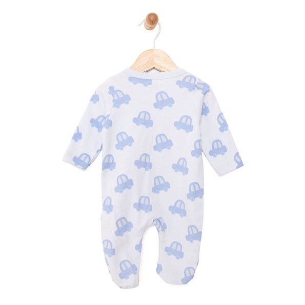 Newborn Baby Boy Footed Romper Interlock Car Print Blue