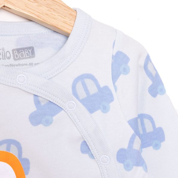 Newborn Baby Boy Footed Romper Interlock Car Print Blue