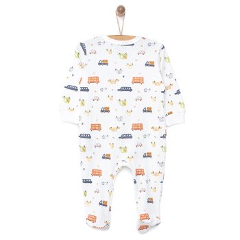 Newborn Baby Boy Footed Romper Interlock Cream