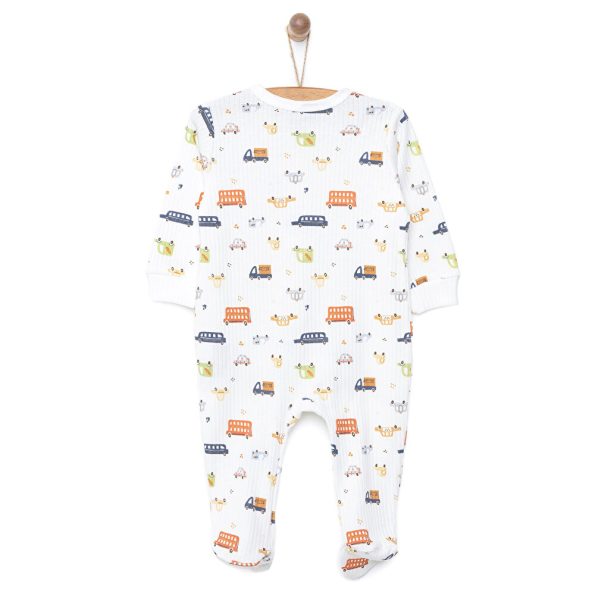 Newborn Baby Boy Footed Romper Interlock Cream