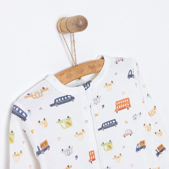 Newborn Baby Boy Footed Romper Interlock Cream