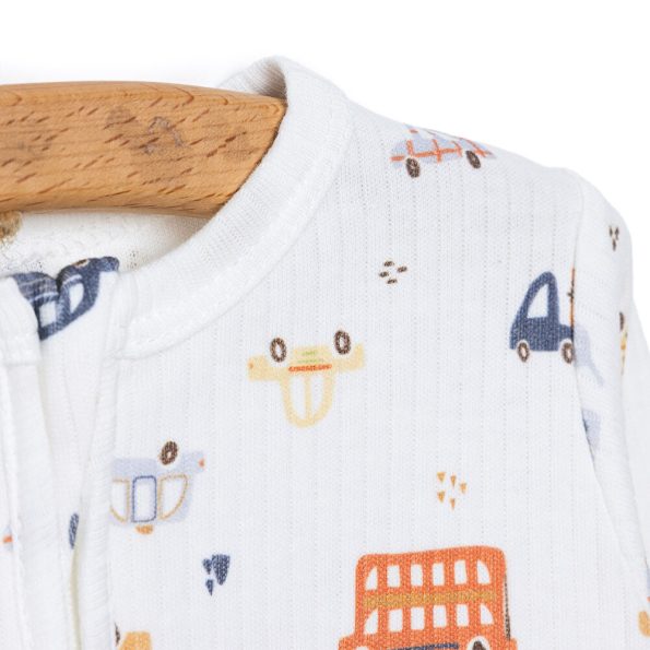 Newborn Baby Boy Footed Romper Interlock Cream