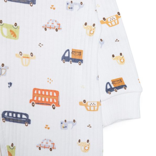 Newborn Baby Boy Footed Romper Interlock Cream