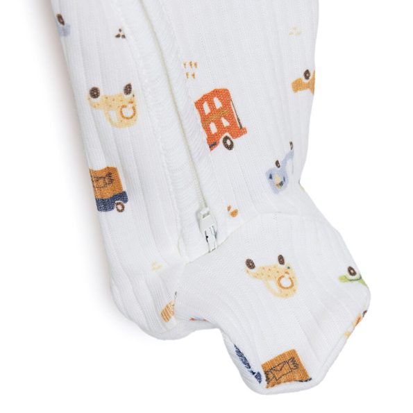 Newborn Baby Boy Footed Romper Interlock Cream