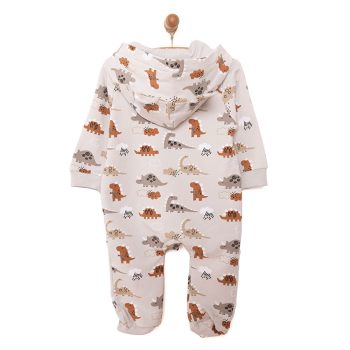 Newborn Baby Boys Hooded Gray Long Sleeve Romper