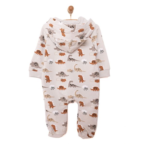 Newborn Baby Boys Hooded Gray Long Sleeve Romper
