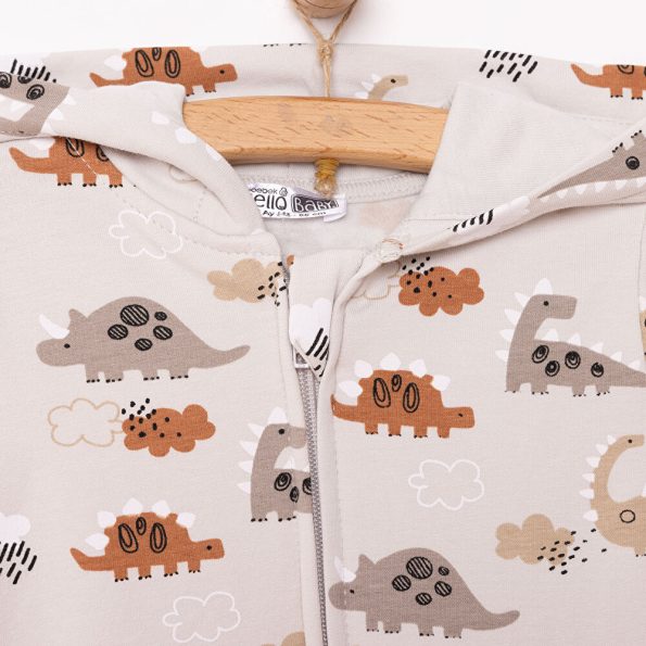 Newborn Baby Boys Hooded Gray Long Sleeve Romper