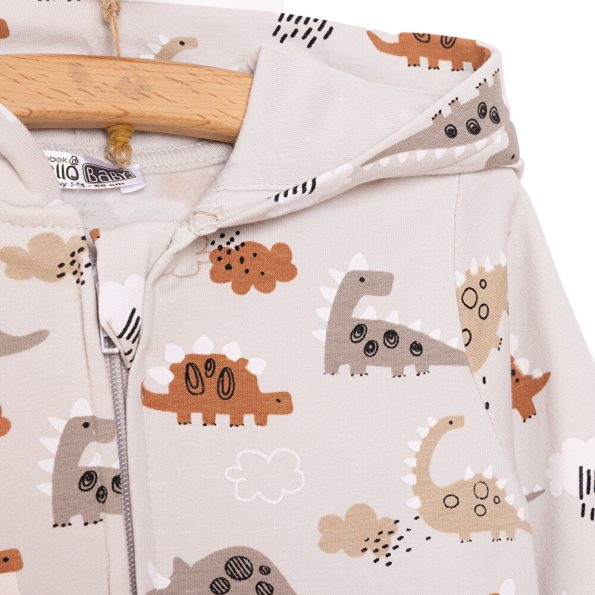 Newborn Baby Boys Hooded Gray Long Sleeve Romper