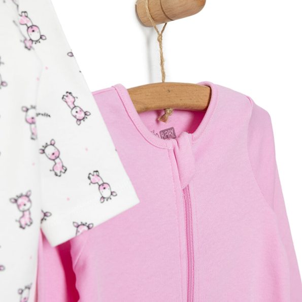 Newborn Pink Footed Romper Interlock