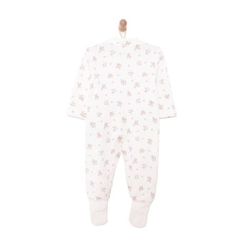 Newborn Girl's Beige Long Sleeve Romper with Socks