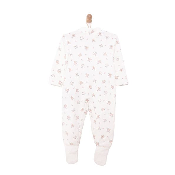 Newborn Girl's Beige Long Sleeve Romper with Socks