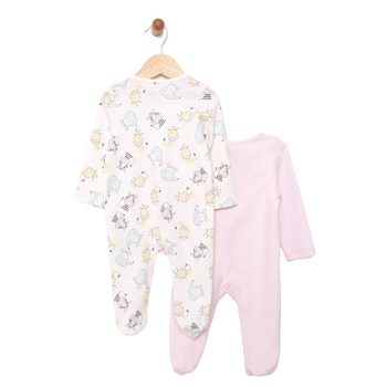 Newborn Girl's Footed Jumpsuit Interlock Cream