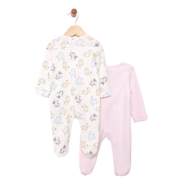 Newborn Girl's Footed Jumpsuit Interlock Cream