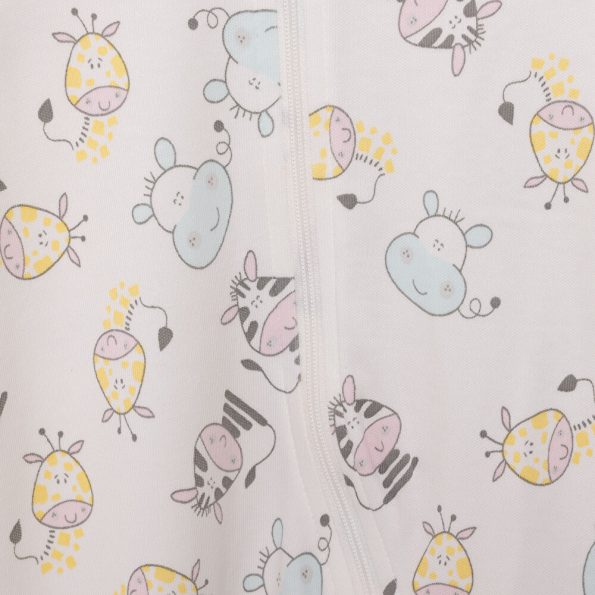 Newborn Girl's Footed Jumpsuit Interlock Cream