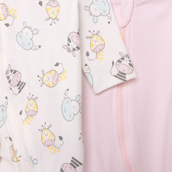 Newborn Girl's Footed Jumpsuit Interlock Cream