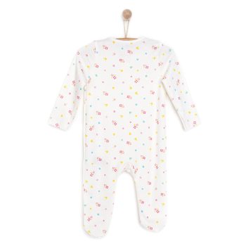 Newborn Girl's Footed Romper in Ecru