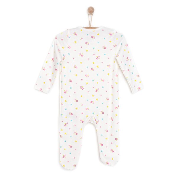 Newborn Girl's Footed Romper in Ecru