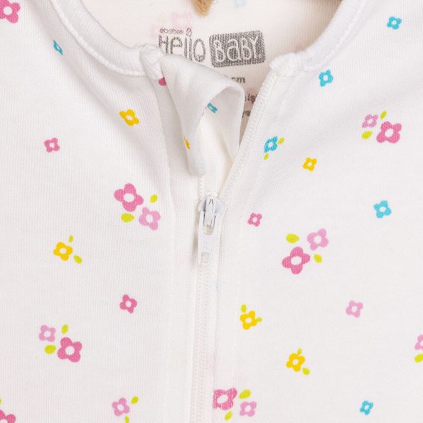 Newborn Girl's Footed Romper in Ecru