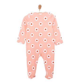 Newborn Girl Baby Footed Romper Interlock Pink