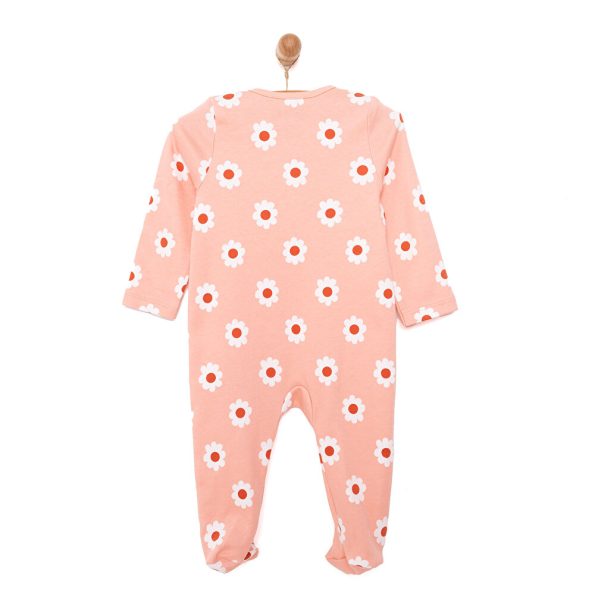 Newborn Girl Baby Footed Romper Interlock Pink