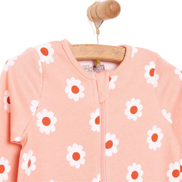 Newborn Girl Baby Footed Romper Interlock Pink