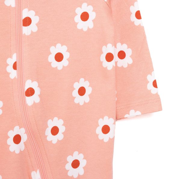 Newborn Girl Baby Footed Romper Interlock Pink