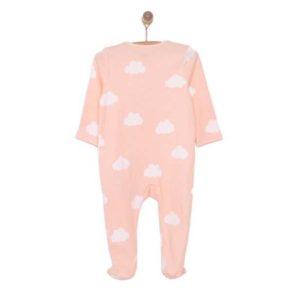 Newborn Baby Girl Footed Romper Pink Cloud Print