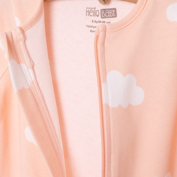 Newborn Baby Girl Footed Romper Pink Cloud Print
