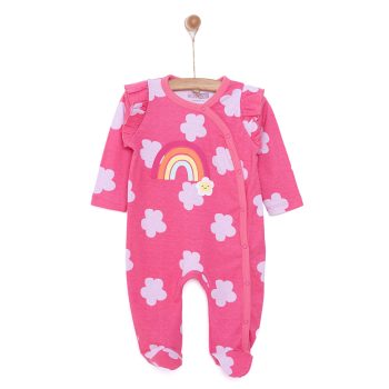 Newborn Girl's Pink Footed Romper