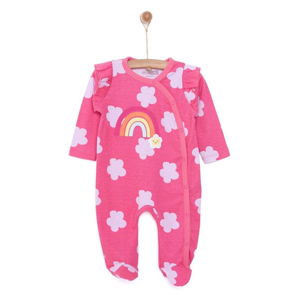 Newborn Girl's Pink Footed Romper