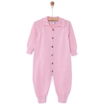 Newborn Girl's Knit Romper in Powder Pink