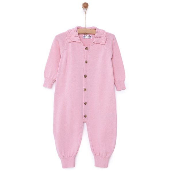 Newborn Girl's Knit Romper in Powder Pink