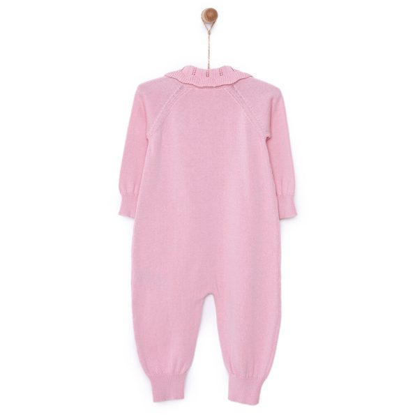 Newborn Girl's Knit Romper in Powder Pink