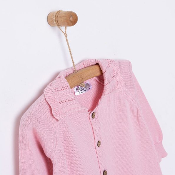 Newborn Girl's Knit Romper in Powder Pink