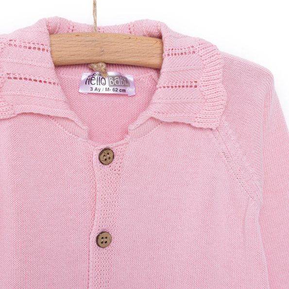 Newborn Girl's Knit Romper in Powder Pink