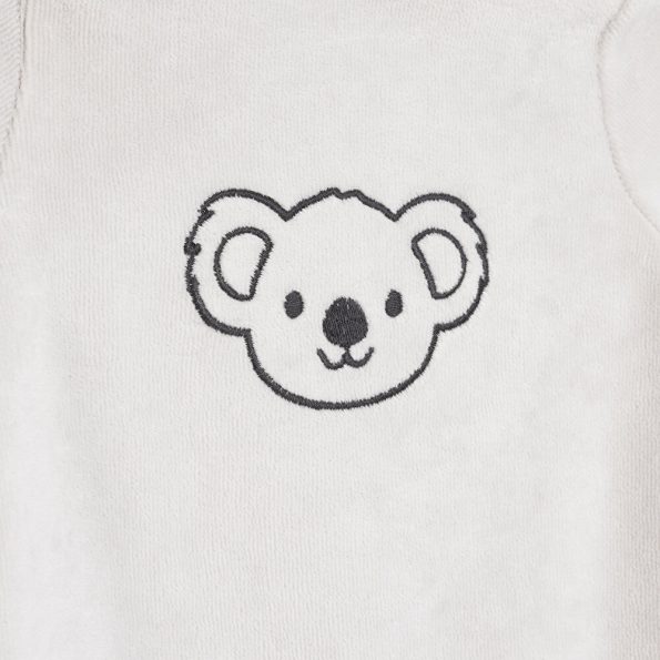 Newborn Baby Boy Footed Velvet Romper with Embroidery in Gray