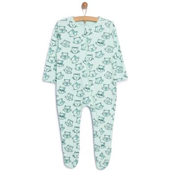 Newborn Baby Boy Footed Romper with Cat Print