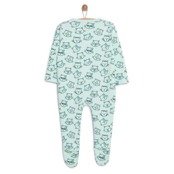 Newborn Baby Boy Footed Romper with Cat Print