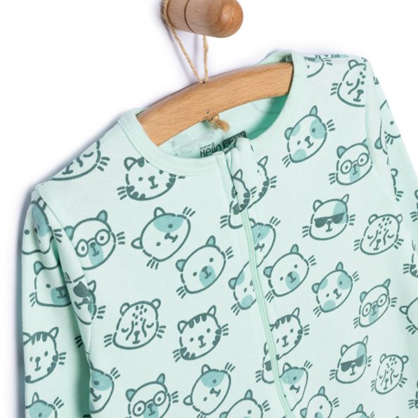 Newborn Baby Boy Footed Romper with Cat Print