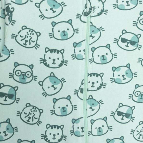 Newborn Baby Boy Footed Romper with Cat Print