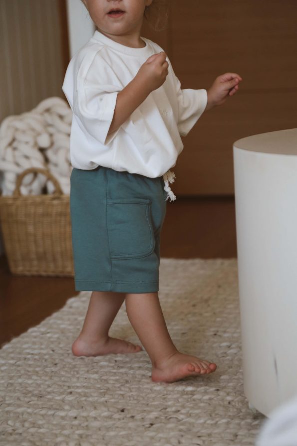 Green Basic Pocket Kids Shorts