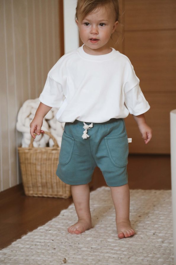 Green Basic Pocket Kids Shorts