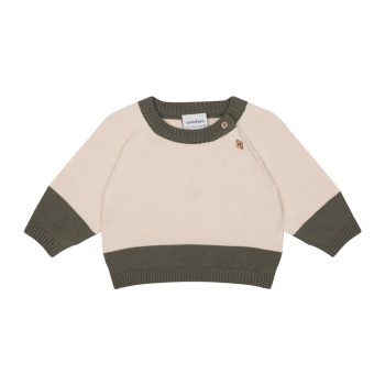 Green Contrast Cream Knit Set