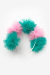 Green Pink 5-Piece Tulle Pom-Pom Headband for Girls