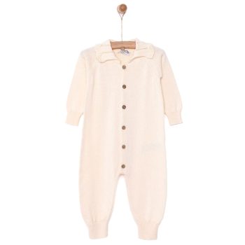 Newborn Girl Knitted Jumpsuit Without Booties Ecru