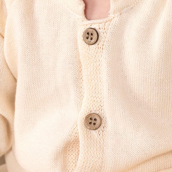 Newborn Girl Knitted Jumpsuit Without Booties Ecru
