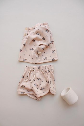 Olive Print Knit Top and Bottom Set